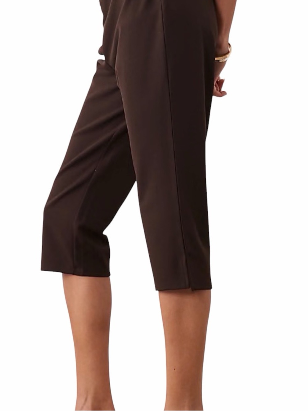 Lole•Dark Brown Nylon Straight Leg Mid Rise Capris